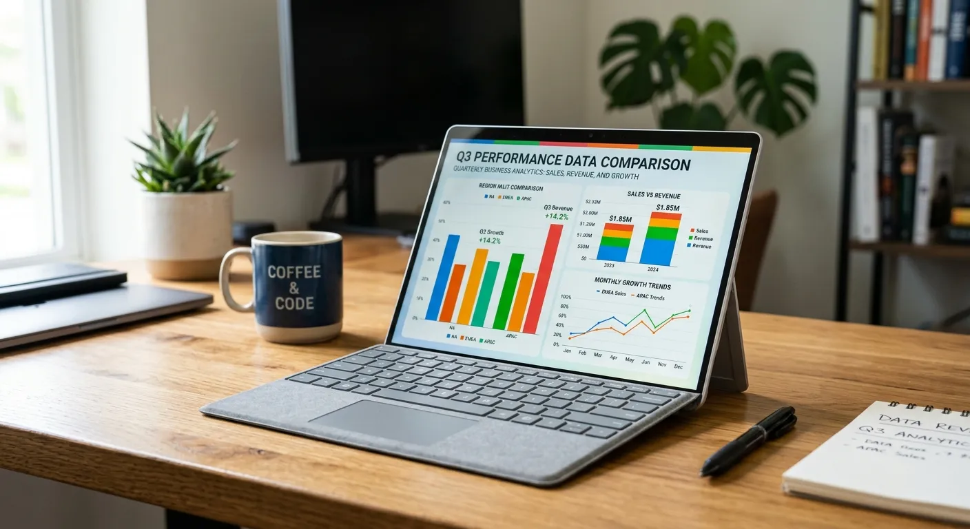 Photographer analyzing a comparative data chart of microstock keyword strategies