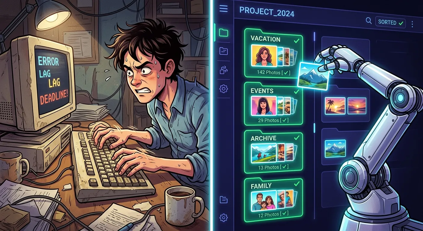 Comparing manual photo tagging to AI automated metadata generation
