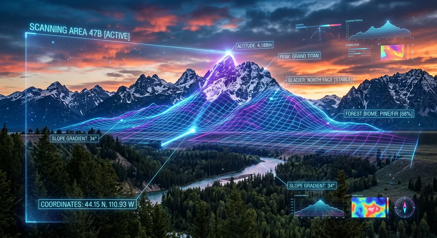 Visual representation of AI scanning a photograph to generate keywords