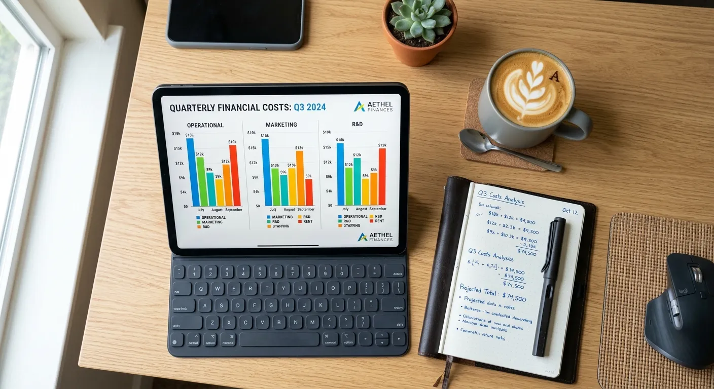 A person reviewing a financial chart comparing costs of different software tools