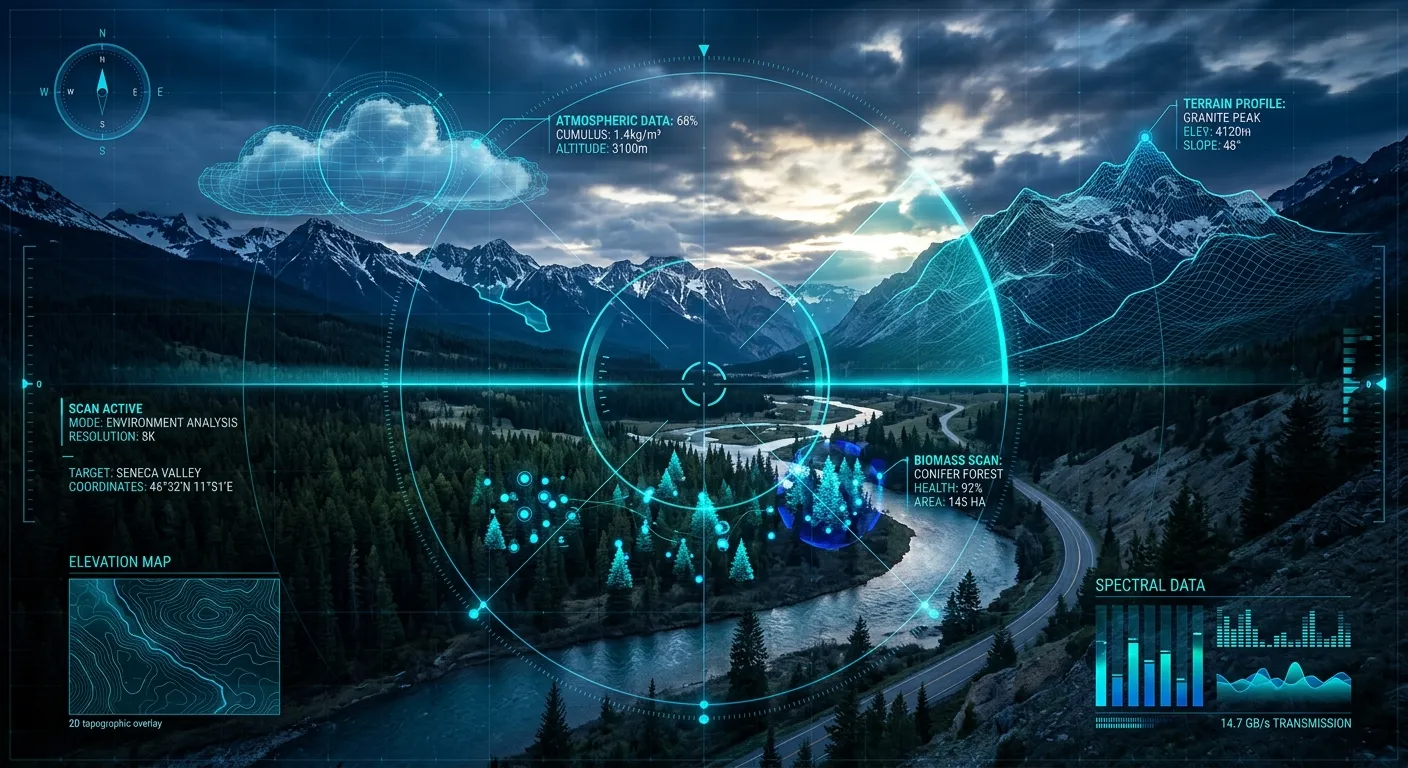 Visual representation of artificial intelligence scanning a stock photograph