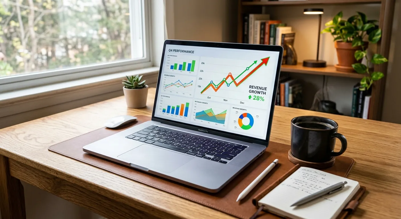 A laptop screen displaying analytics data comparing short-tail and long-tail keyword performance